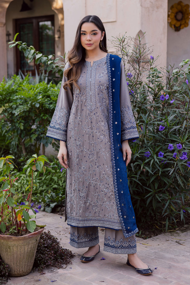 Ezlyin 3Pc - Embroidered Karandi Dress