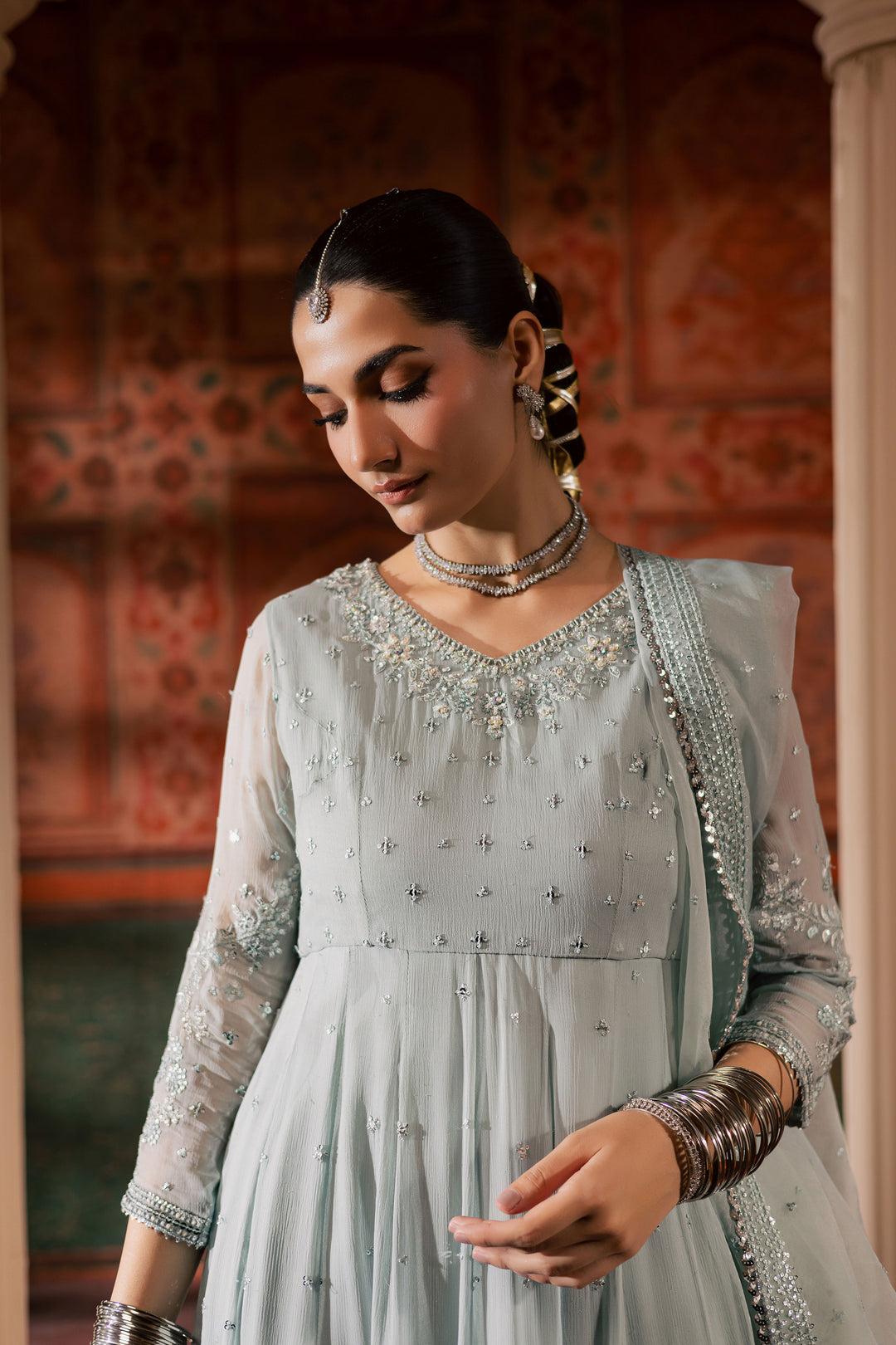 Frozen  3Pc - Chiffon Wedding Frock