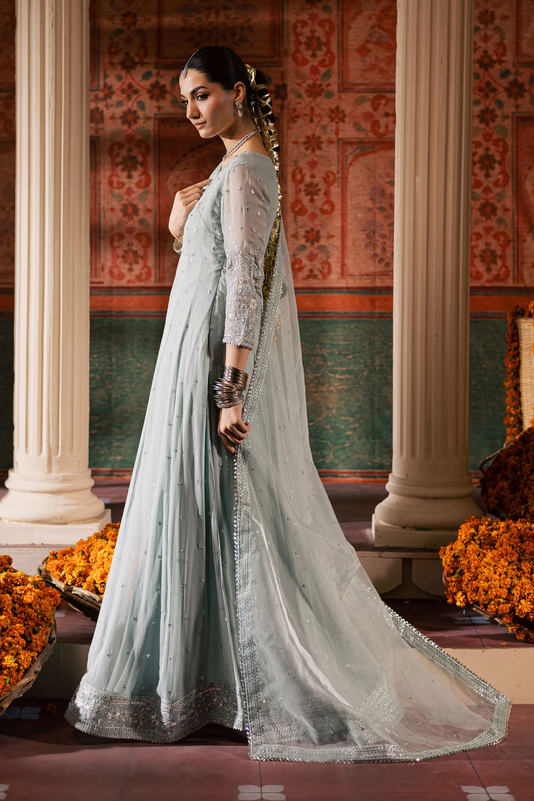 Frozen  3Pc - Chiffon Wedding Frock
