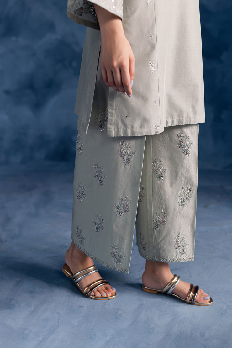 Ice Blue 2Pc - Embroidered Lawn Dress - BATIK