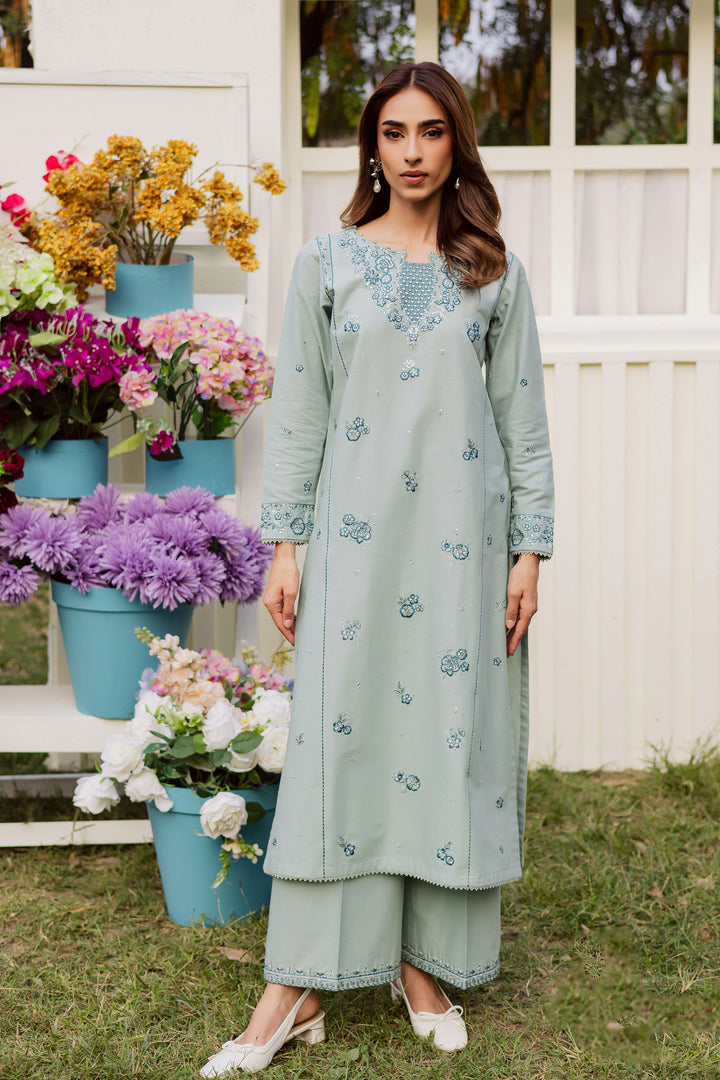 Ice Flower 2Pc - Embroidered Khaddar Dress