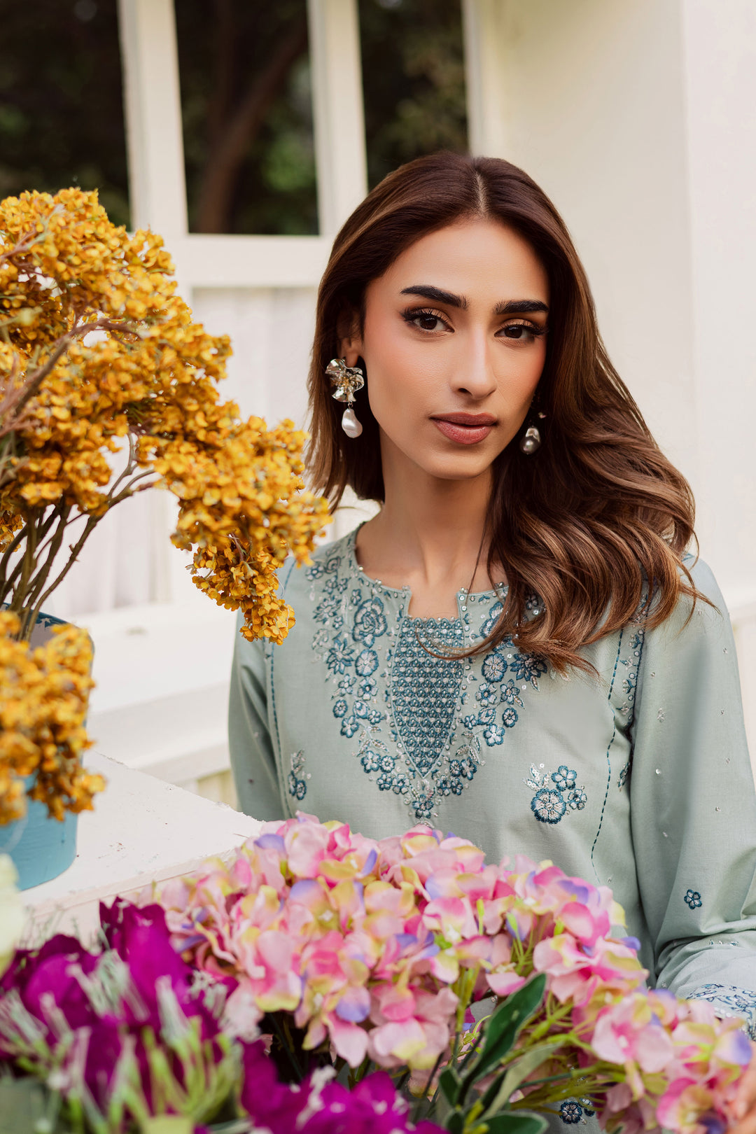 Ice Flower 2Pc - Embroidered Khaddar Dress