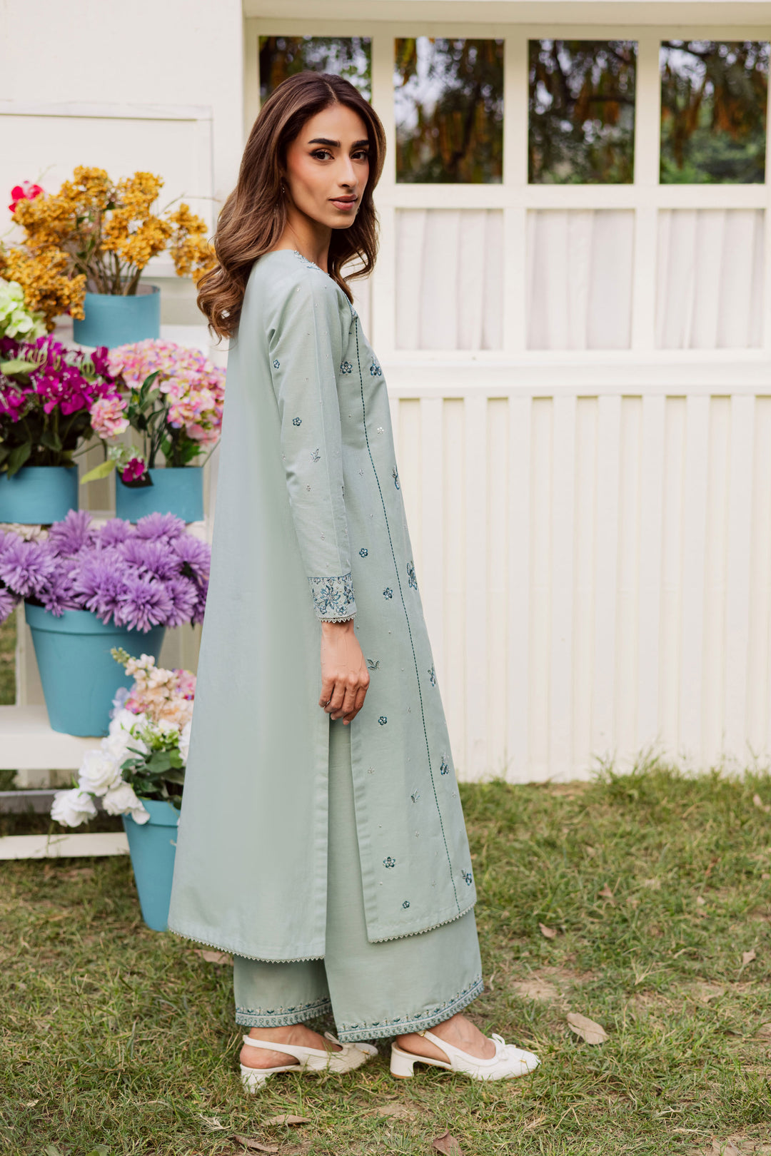 Ice Flower 2Pc - Embroidered Khaddar Dress