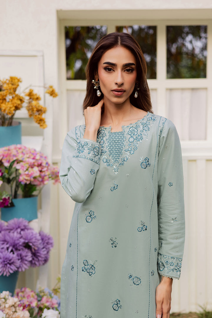 Ice Flower 2Pc - Embroidered Khaddar Dress
