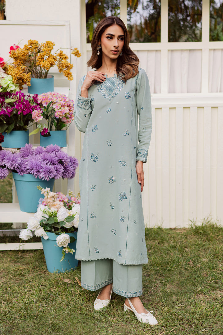 Ice Flower 2Pc - Embroidered Khaddar Dress