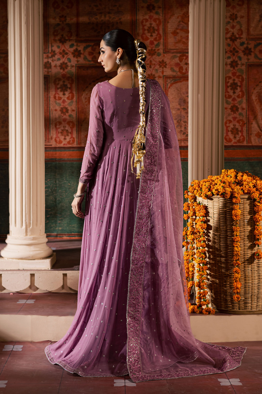 Mauve Muse 3Pc - Chiffon Wedding Frock