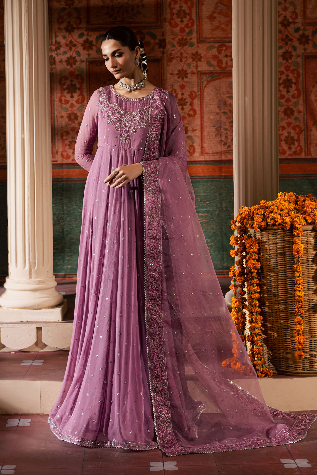 Mauve Muse 3Pc - Chiffon Wedding Frock