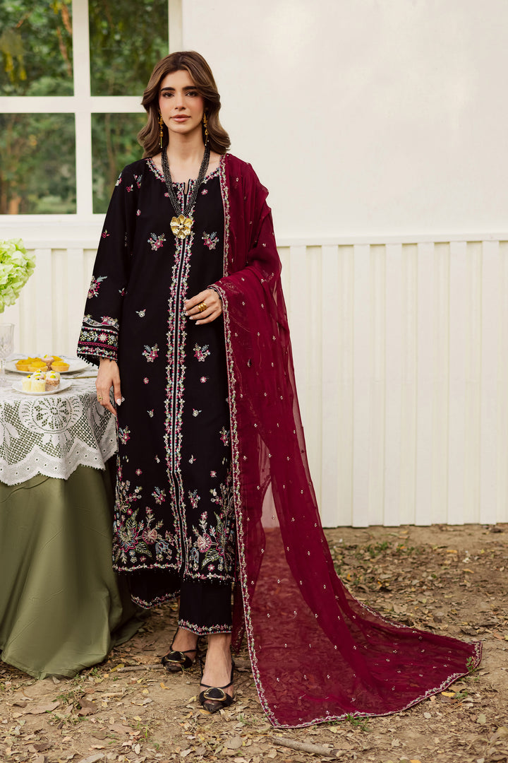 Black Musk 3Pc - Embroidered Khaddar Dress