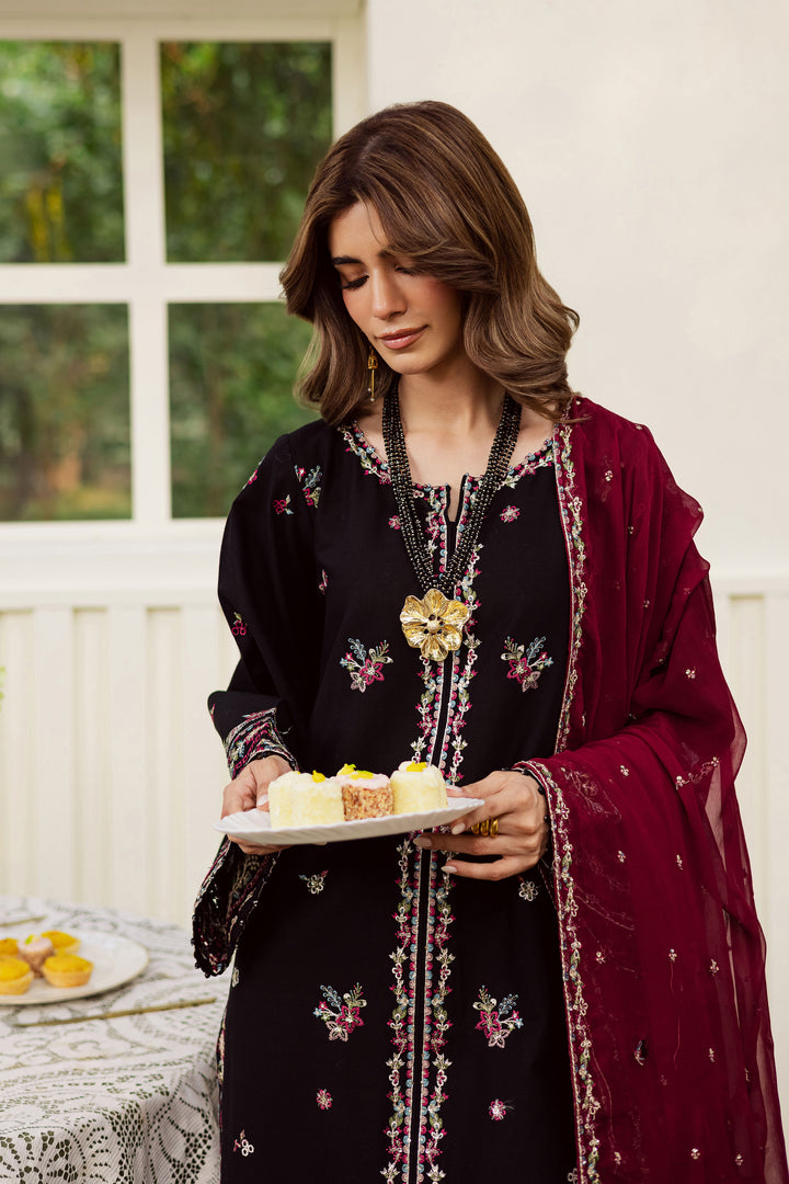 Black Musk 3Pc - Embroidered Khaddar Dress