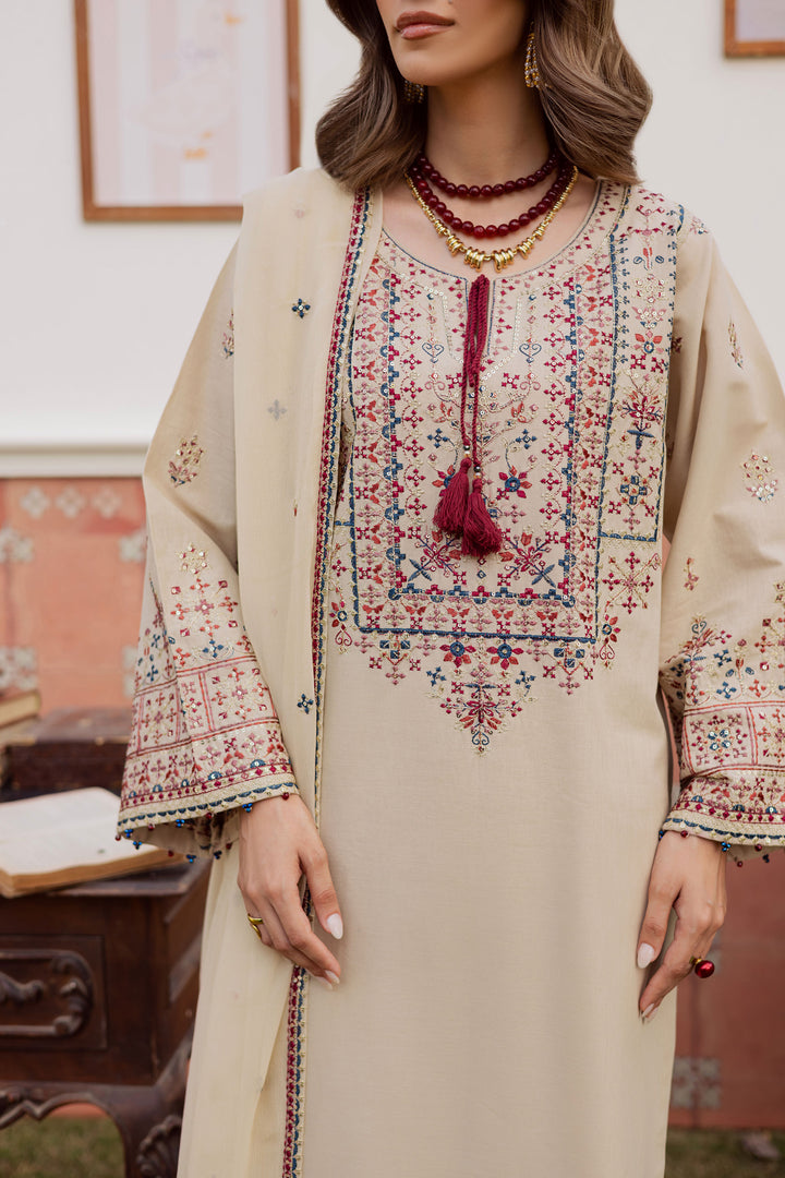 Nahin 3Pc - Embroidered Khaddar Dress