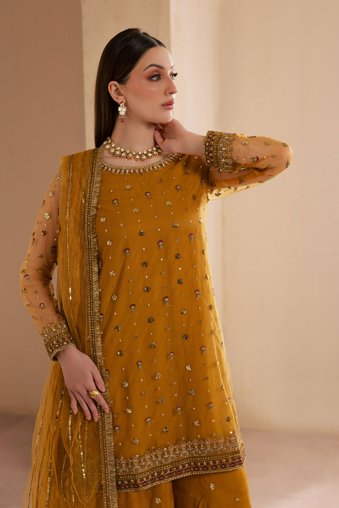 Noura 3Pc - Embroidered Luxe Pret