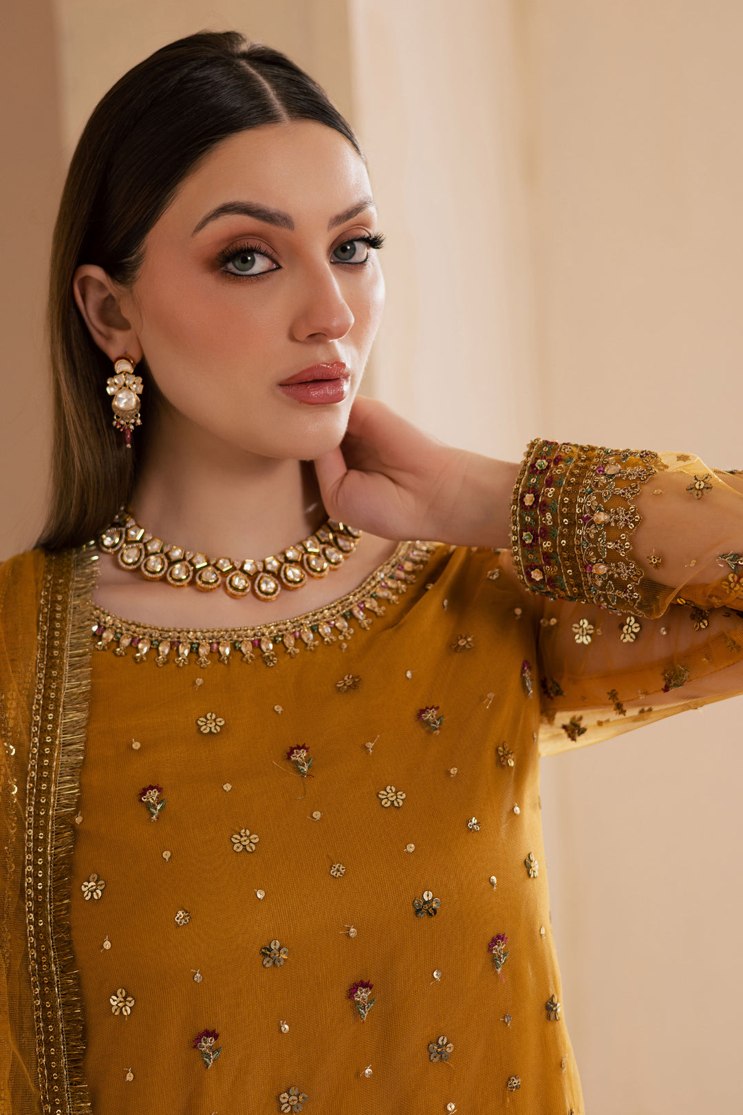 Noura 3Pc - Embroidered Luxe Pret