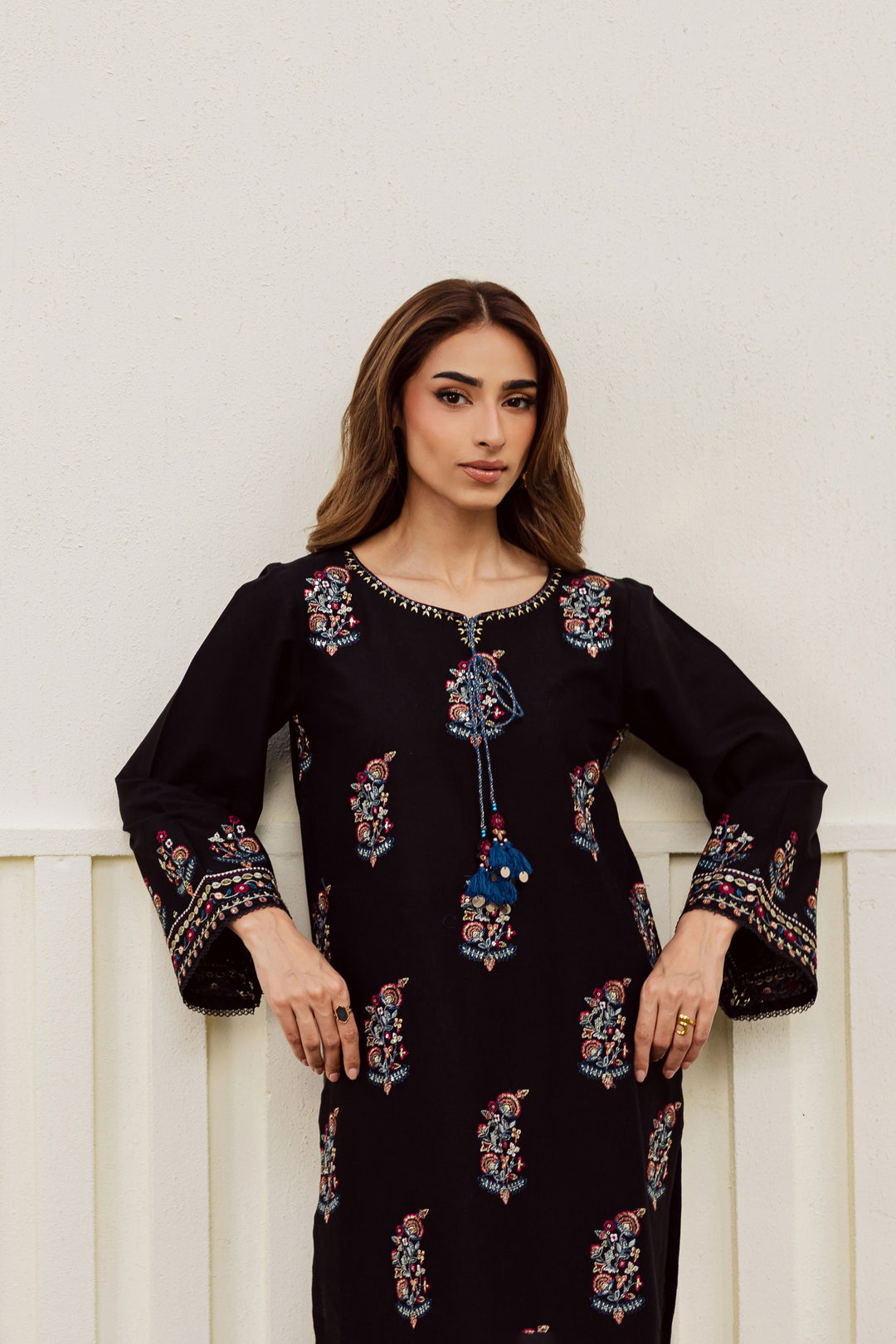 Noir Stitch 2Pc - Embroidered Khaddar Dress