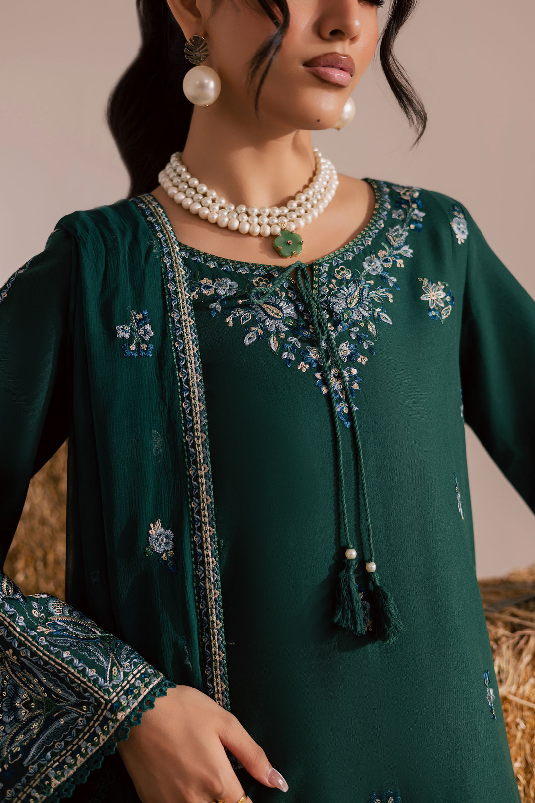 Nuriya 3Pc - Embroidered Khaddar Dress