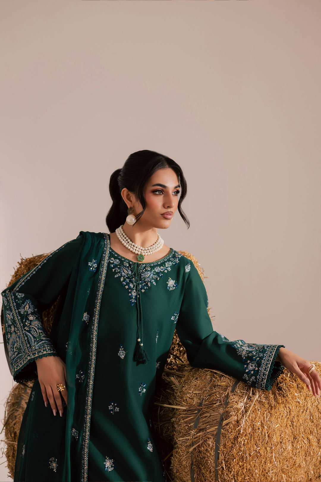 Nuriya 3Pc - Embroidered Khaddar Dress