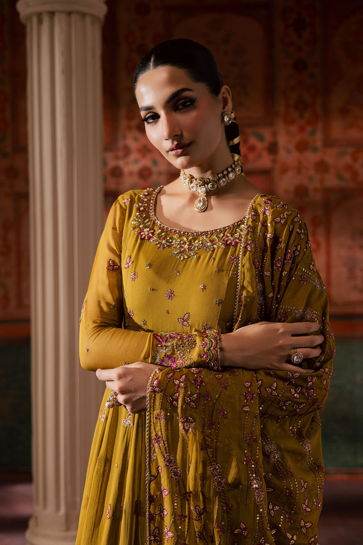Ochre Elegance 3Pc - Chiffon Wedding Frock