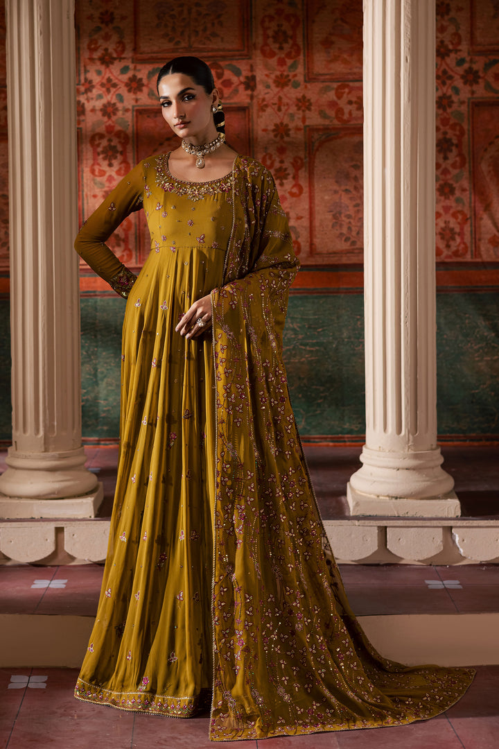 Ochre Elegance 3Pc - Chiffon Wedding Frock