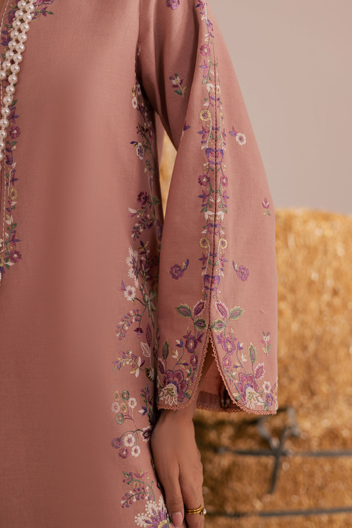 Pink Crimora 3Pc - Embroidered Khaddar Dress