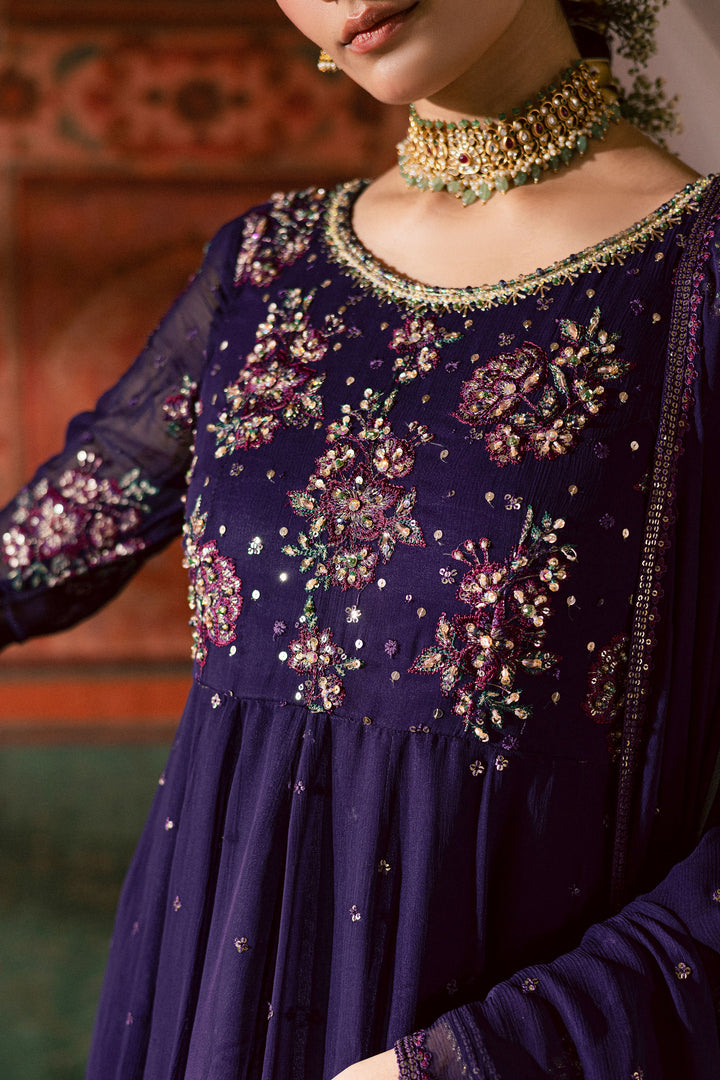 Plum Pearl 3Pc - Chiffon Wedding Frock