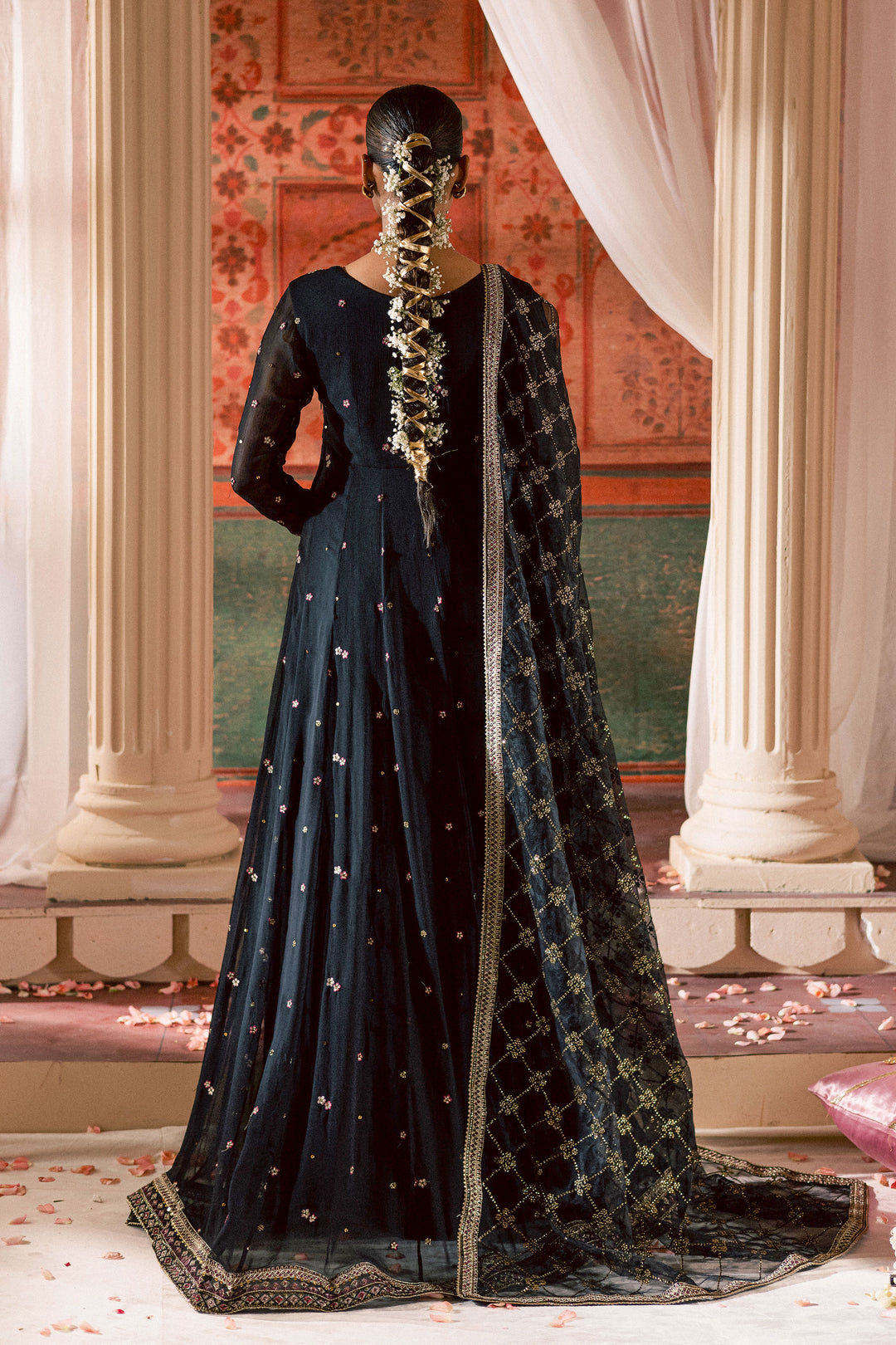 Siyah Mehmal  3Pc - Chiffon Wedding Frock