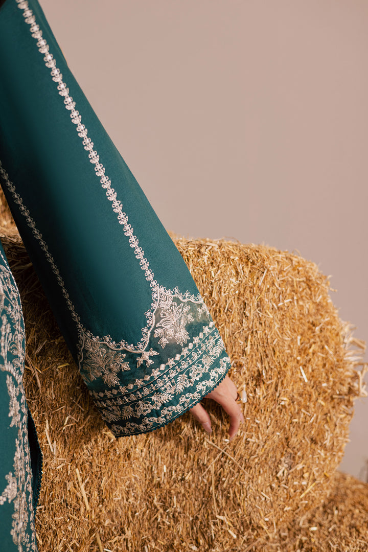 Teal Rua 3Pc - Embroidered Khaddar Dress