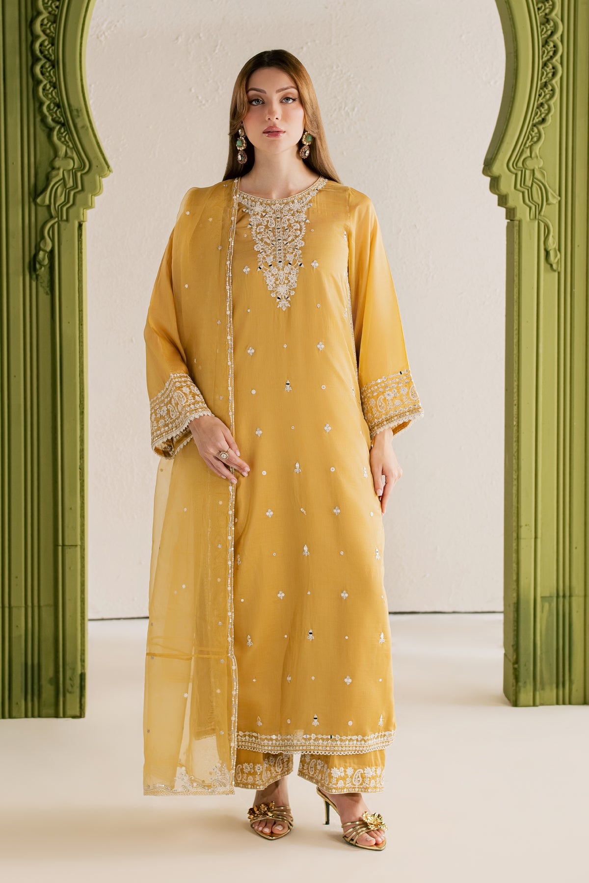 Mustard Tabeer 3Pc - Festive Luxe Pret