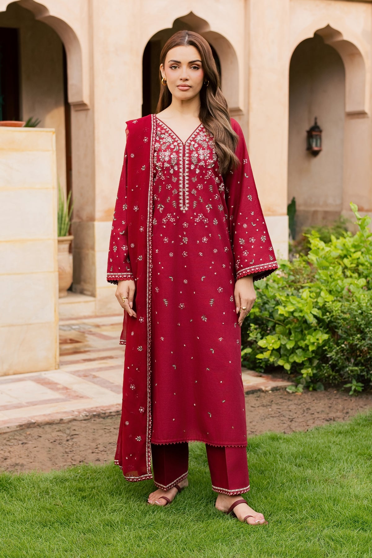 Ruby Araasta 3Pc - Embroidered Khaddar Pret