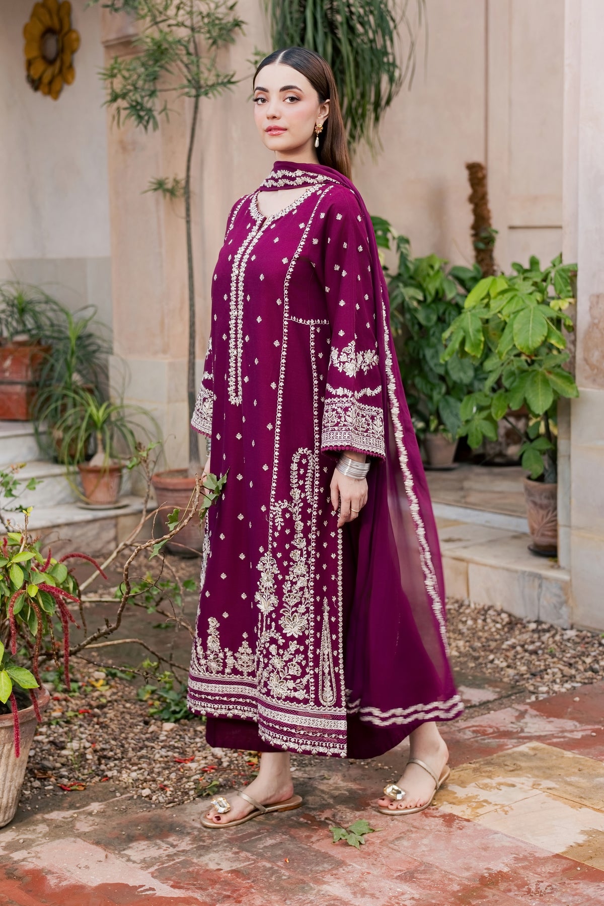 Jewel Noorie 3Pc - Embroidered Khaddar Pret