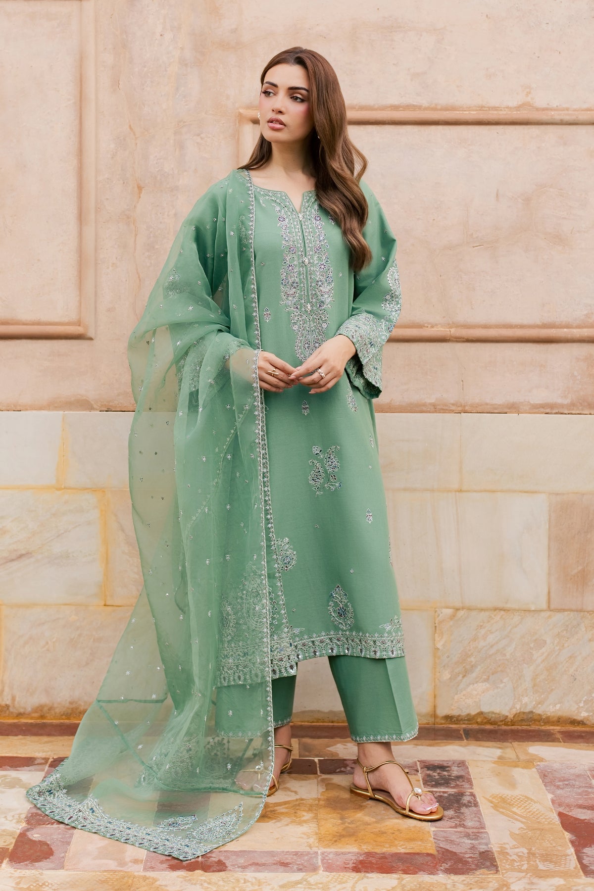 Sea Java 3Pc - Embroidered Khaddar Pret