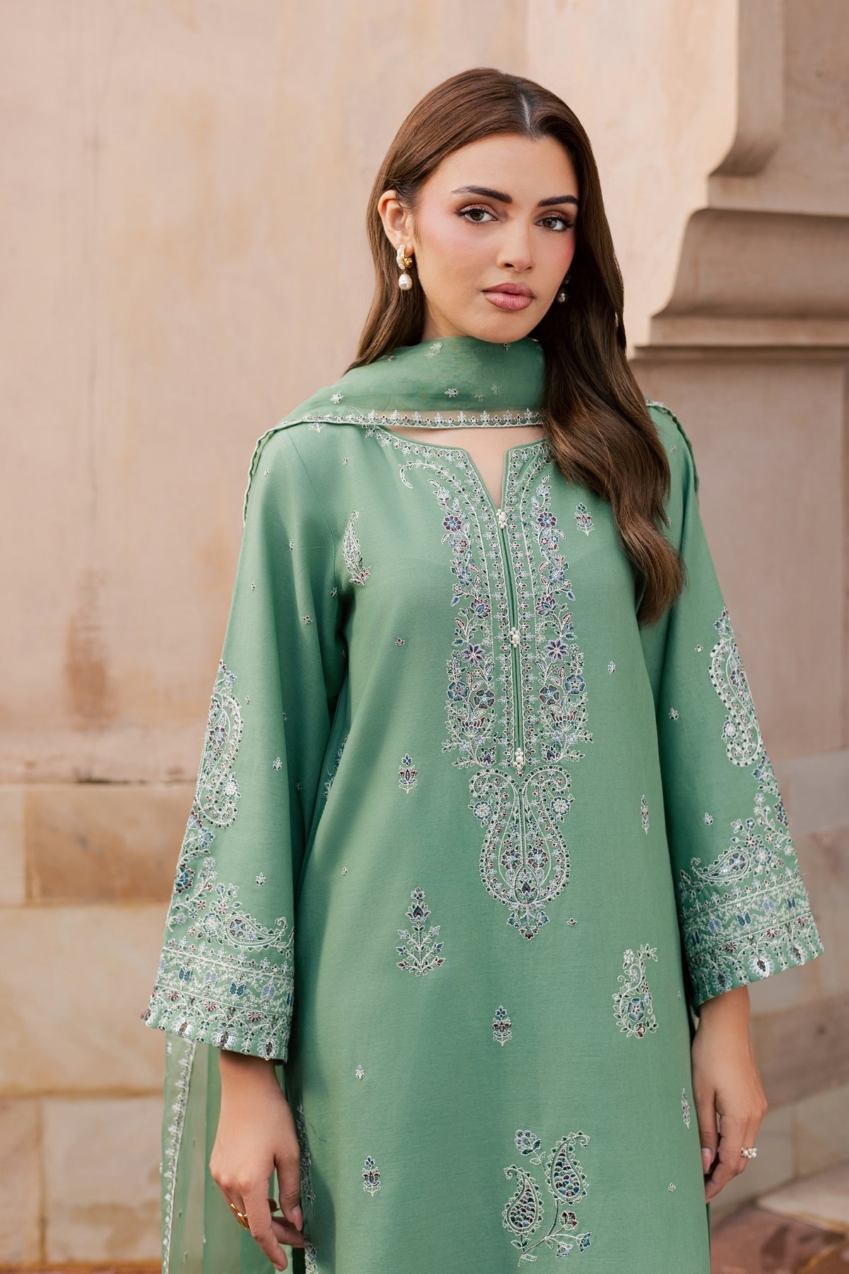 Sea Java 3Pc - Embroidered Khaddar Pret