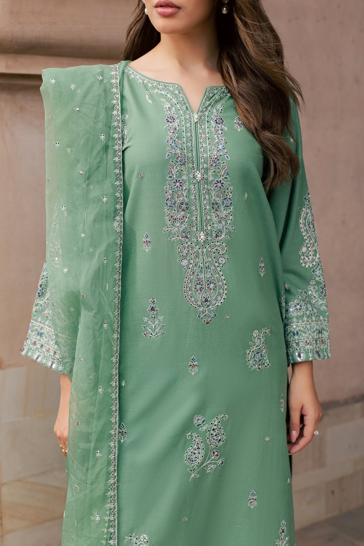 Sea Java 3Pc - Embroidered Khaddar Pret