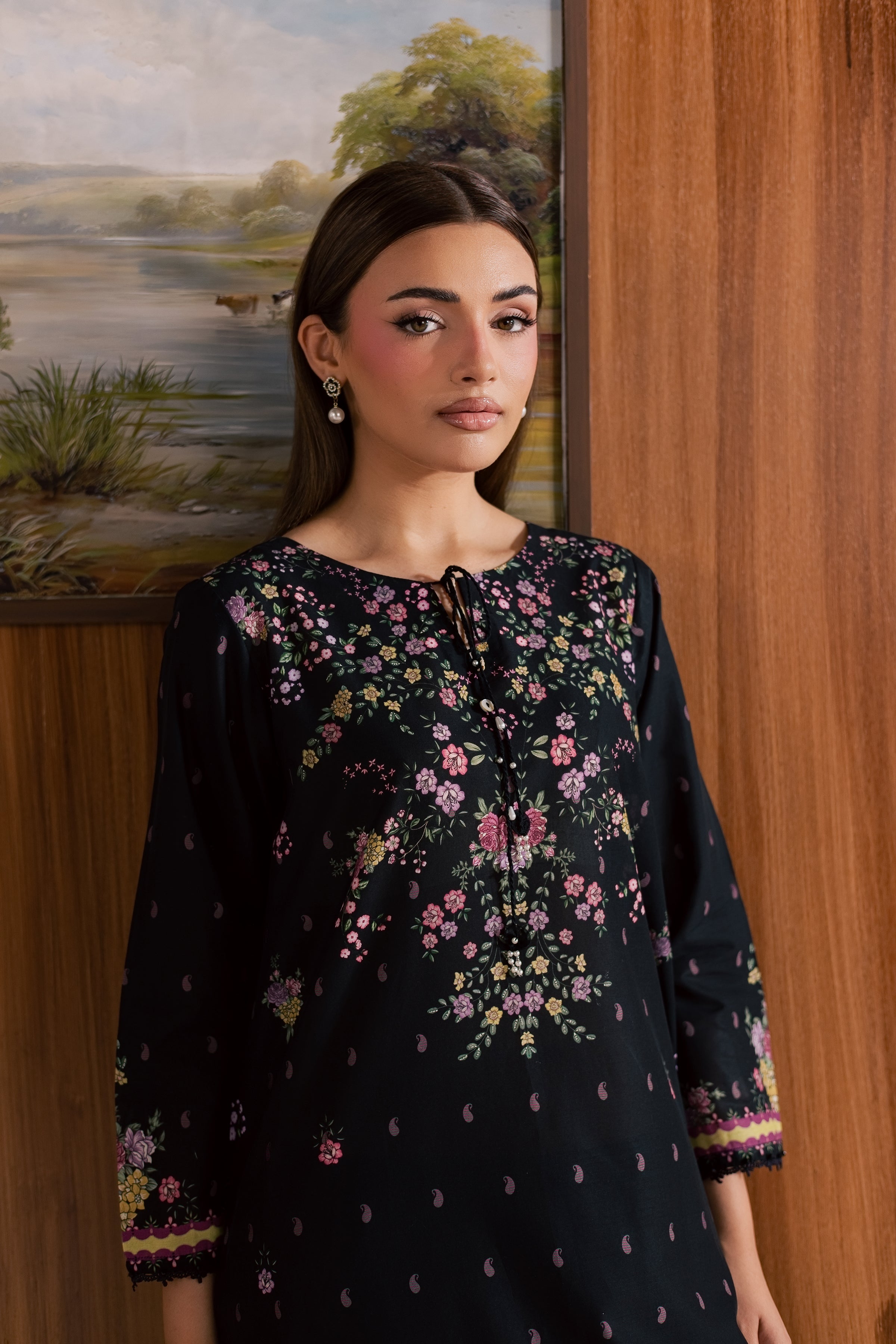 Black Marcella 2Pc - Printed Lawn Dress
