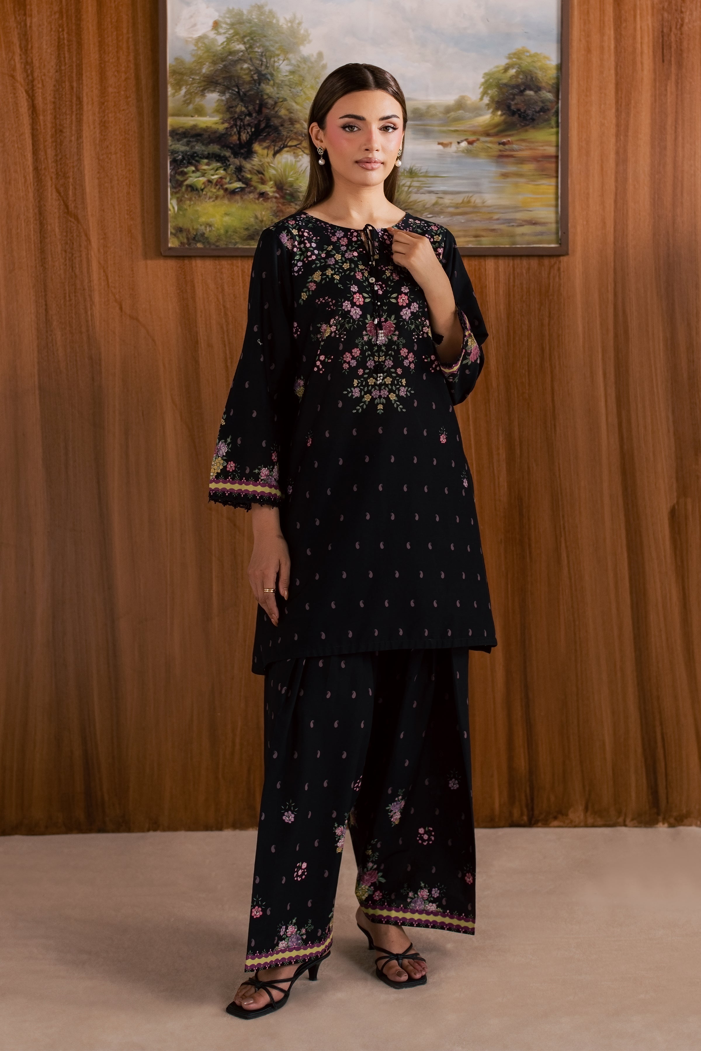 Black Marcella 2Pc - Printed Lawn Dress