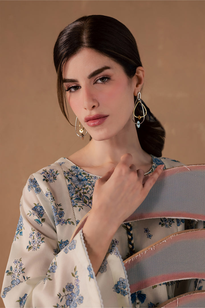 White Elsa 2Pc - Printed Lawn Dress
