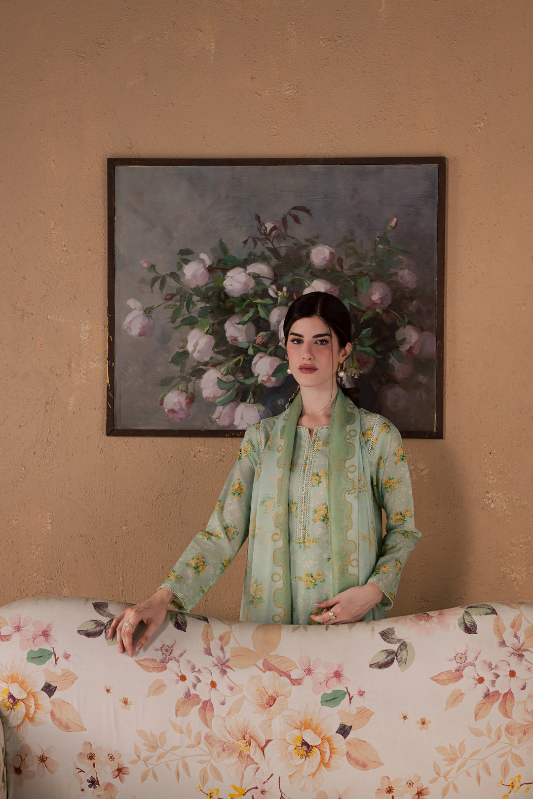 Green Glaze 3Pc - Printed Lawn Dress