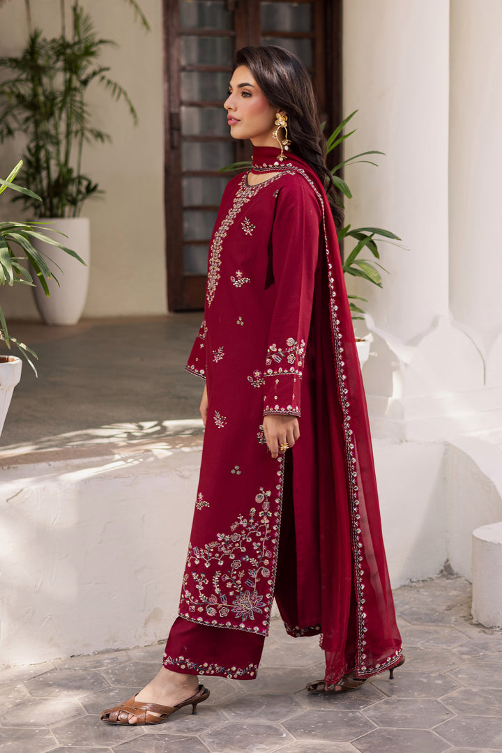 Lail 3Pc - Embroidered Khaddar Dress