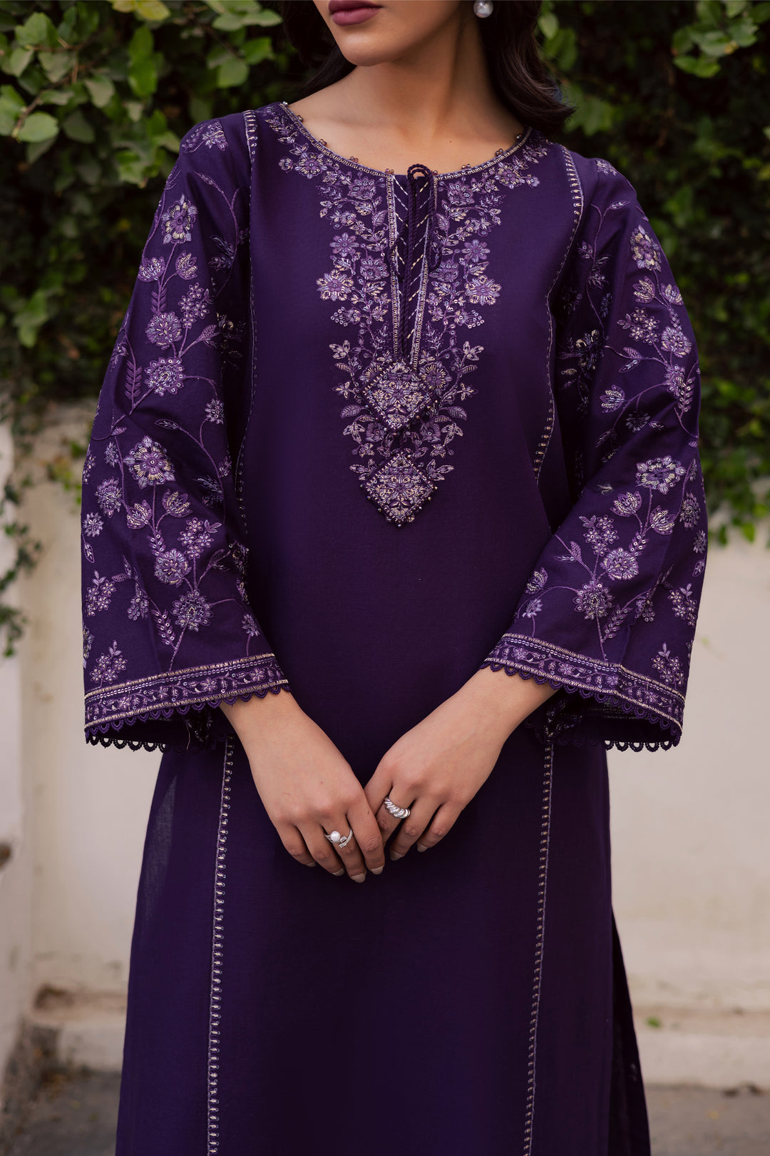 Yuura 2Pc - Embroidered Khaddar Dress