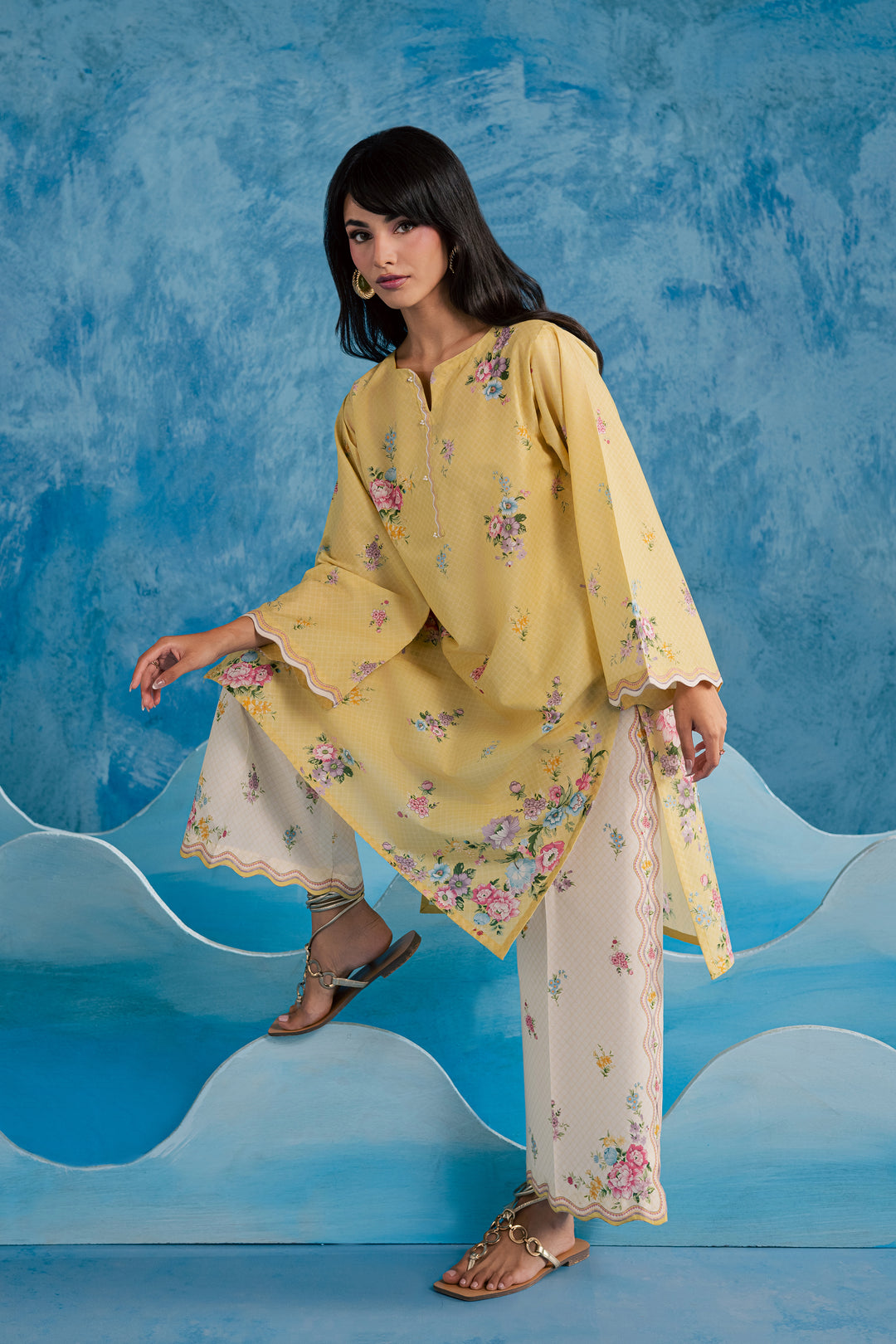 Lime floret 2Pc - Printed Lawn Dress