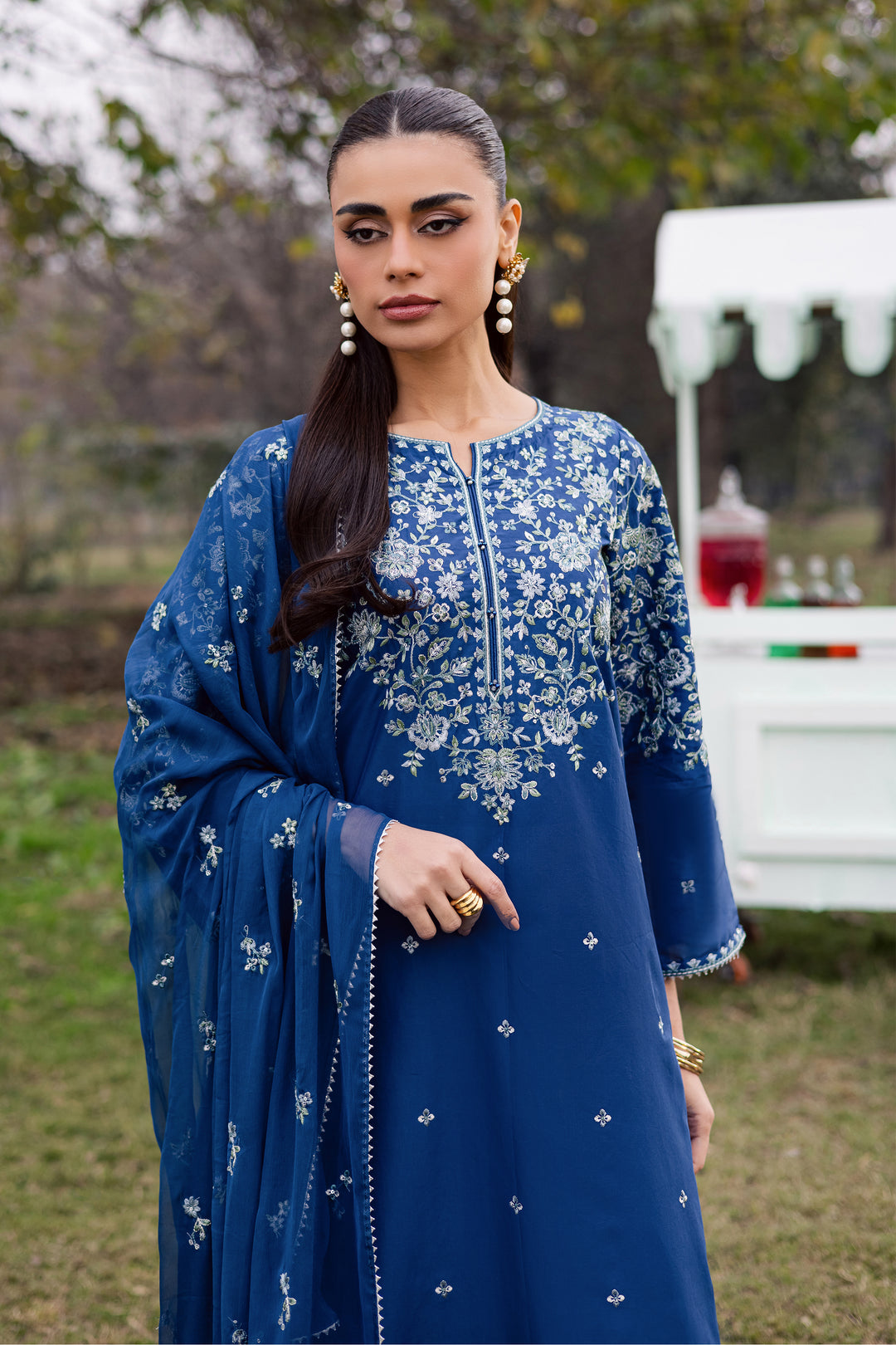 Blue Wink 3Pc - Festive Embroidered Lawn