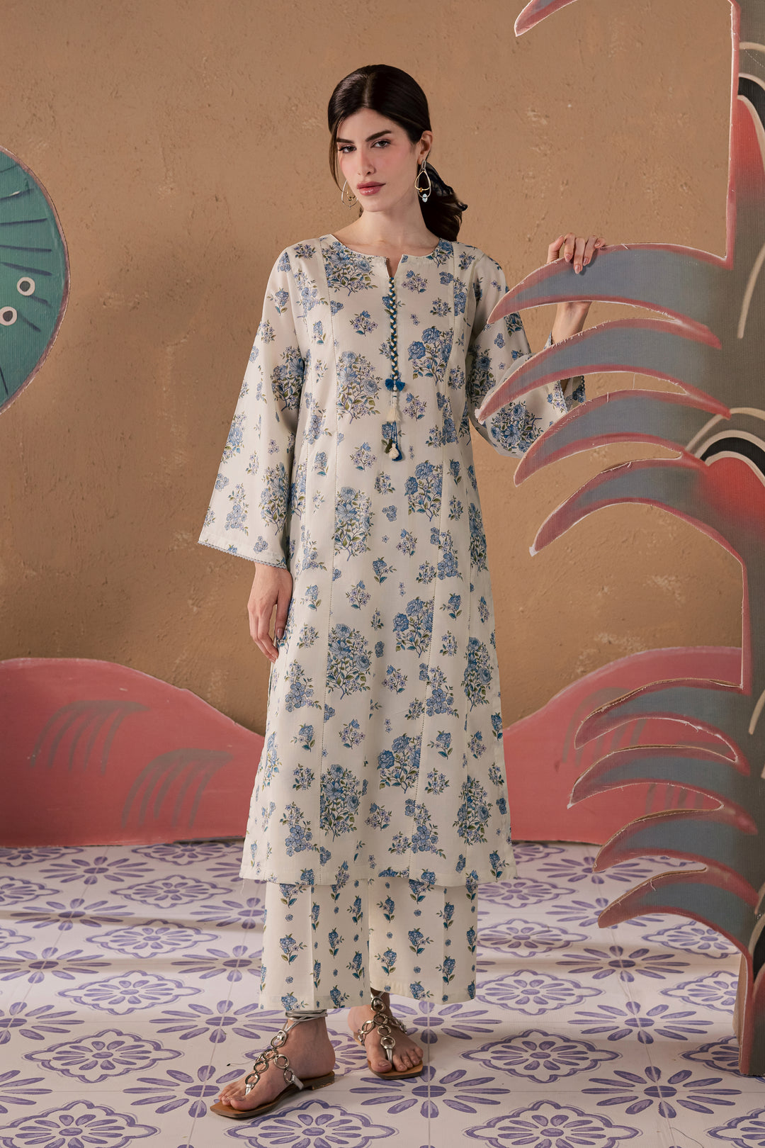 White Elsa 2Pc - Printed Lawn Dress
