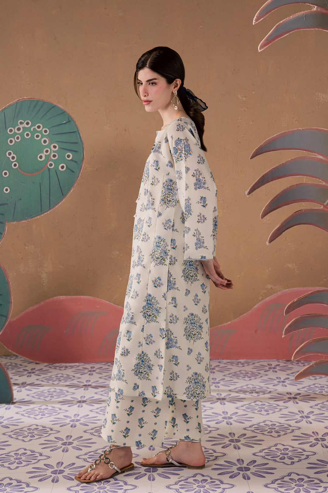 White Elsa 2Pc - Printed Lawn Dress