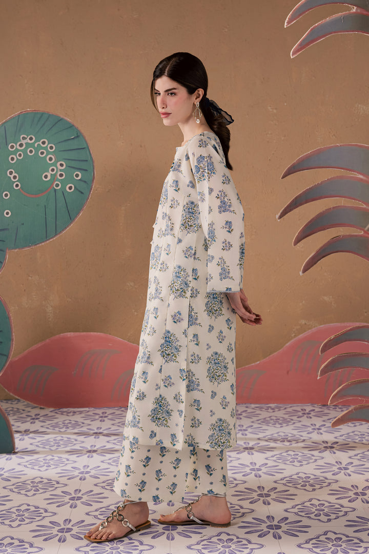 White Elsa 2Pc - Printed Lawn Dress