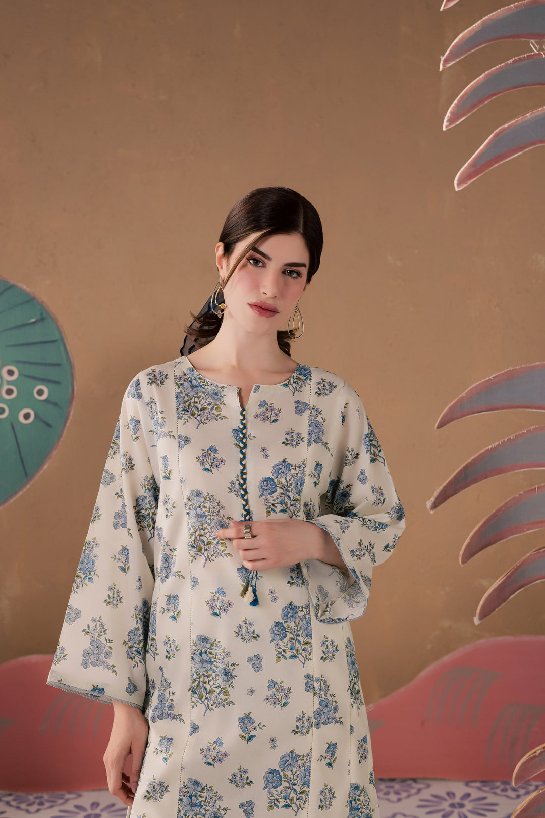 White Elsa 2Pc - Printed Lawn Dress