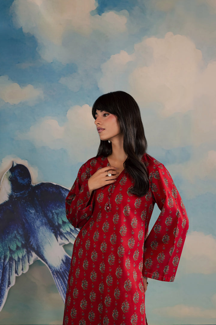 Red Naina 2Pc - Printed Lawn Dress