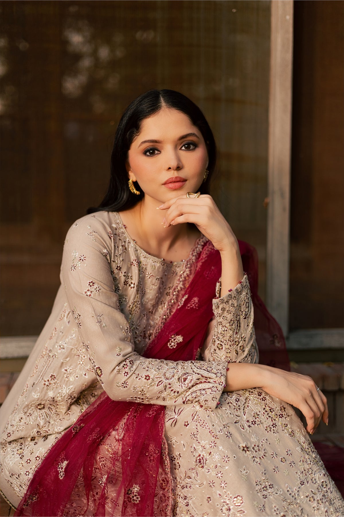 Naina 3Pc - Embroidered Karandi Pret