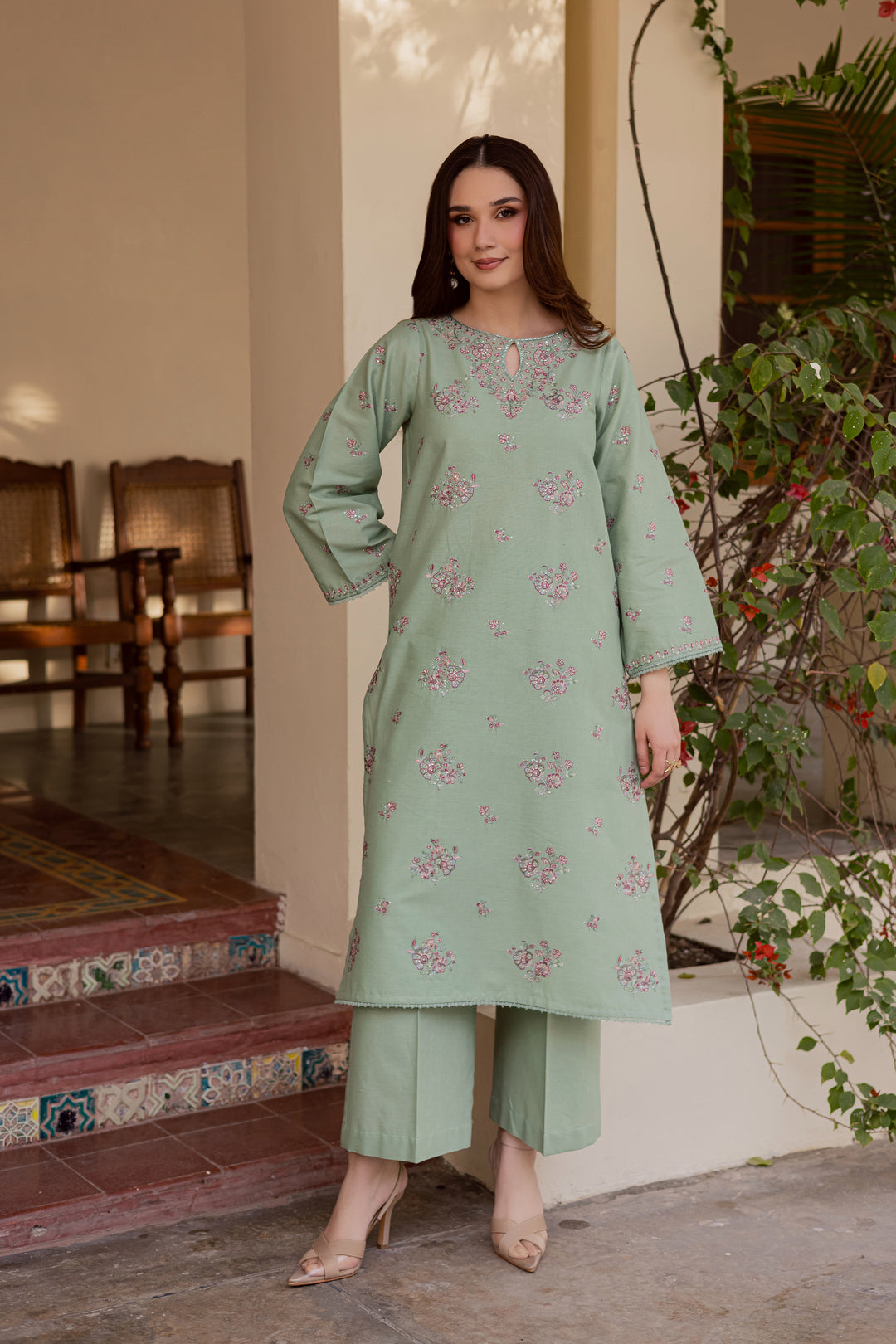 Junifer 2Pc - Embroidered Khaddar Dress