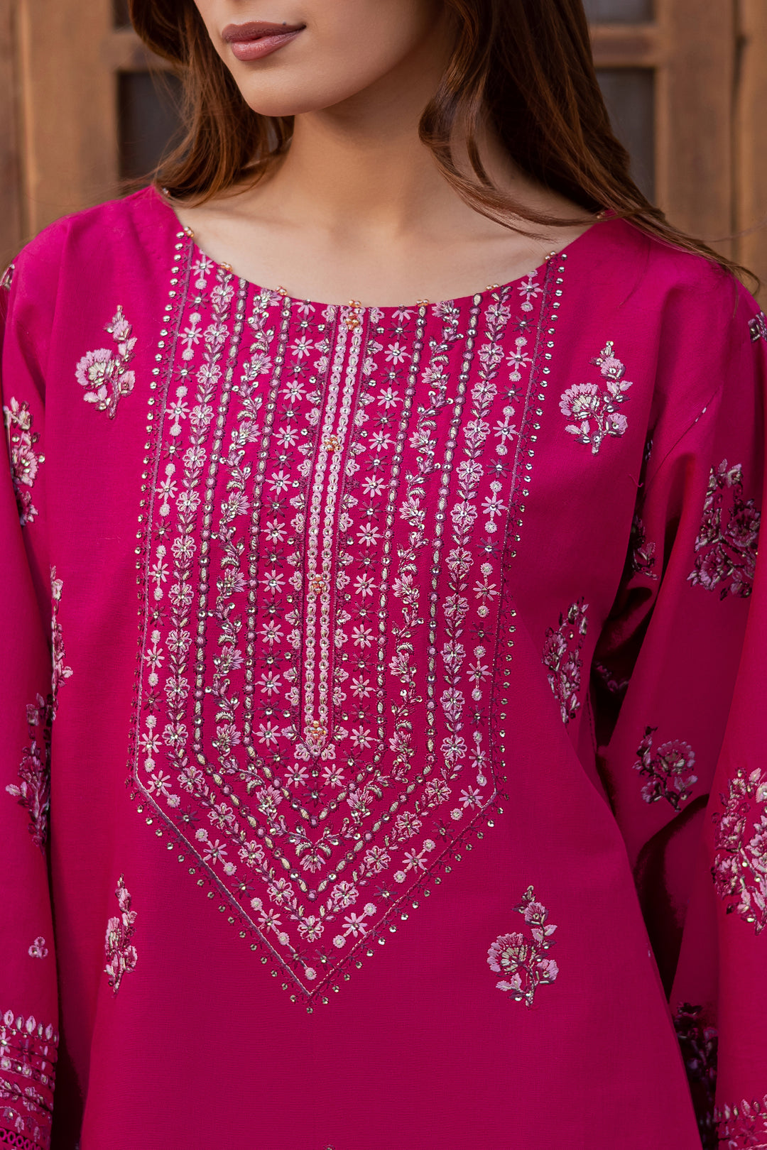 Jahan ara 2Pc - Embroidered Khaddar Dress