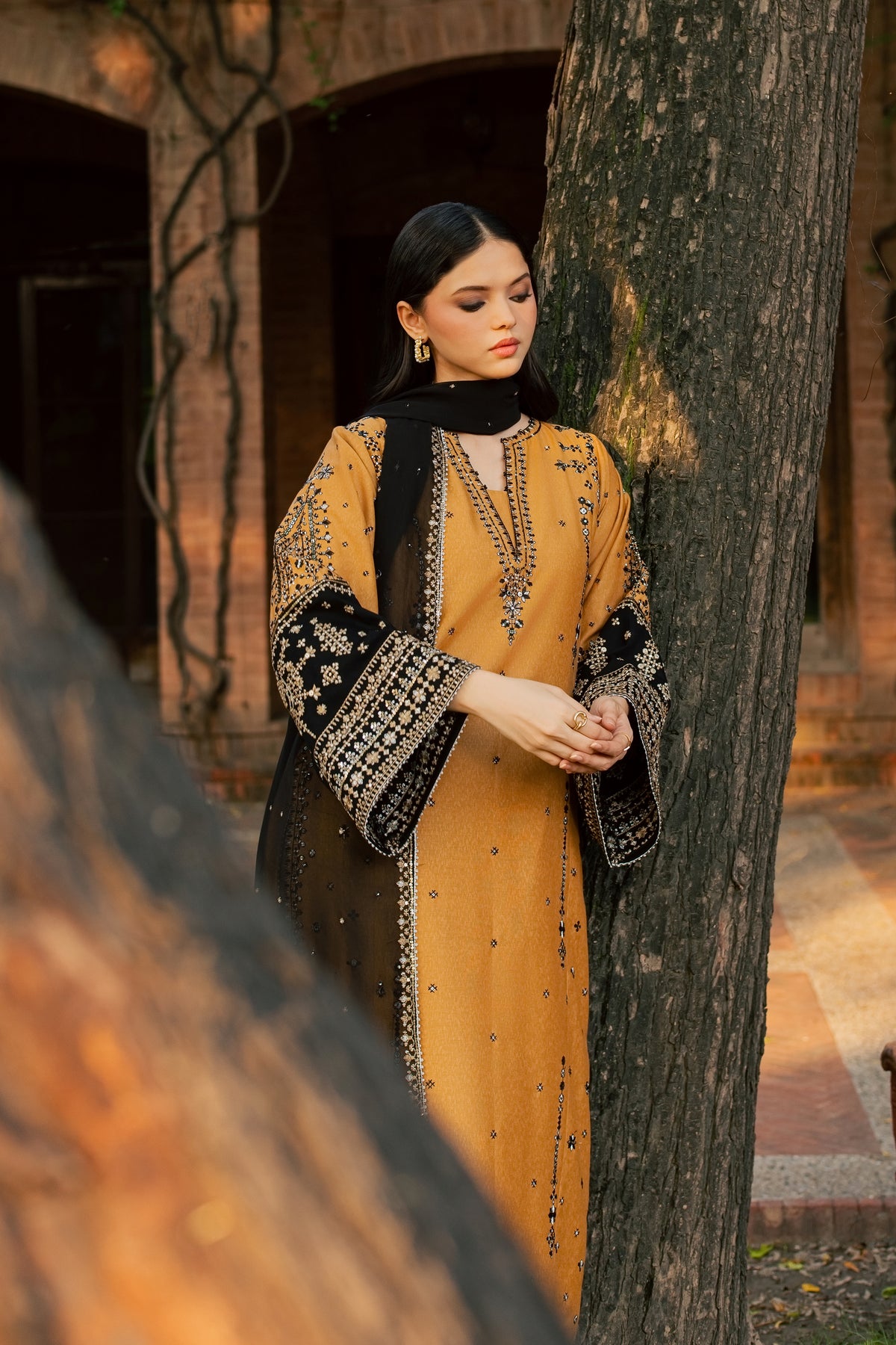 Arzina 3Pc - Embroidered Karandi Pret