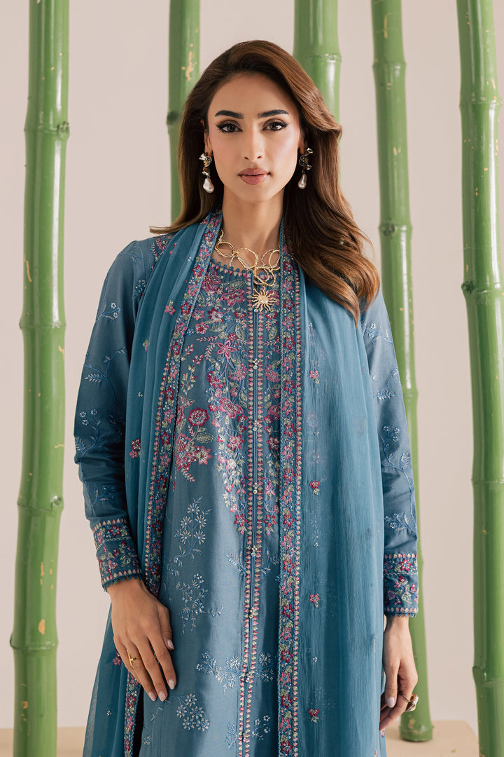 Blue Kaavish 3Pc - Embroidered Khaddar Dress