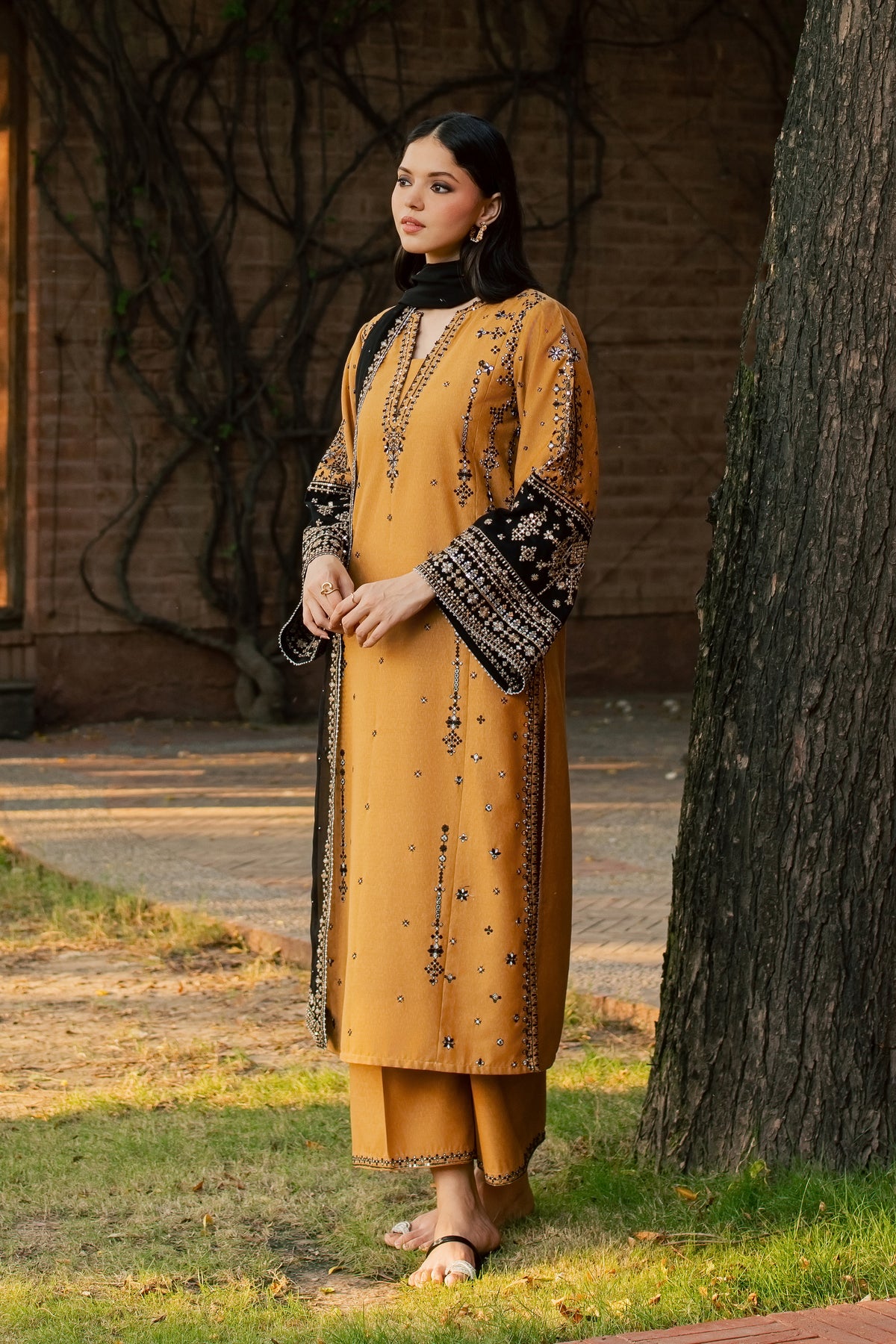 Arzina 3Pc - Embroidered Karandi Pret